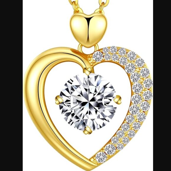 Beam & Bask Moissanite Heart Pendant Necklace 2ct 18K Gold NWT - Picture 5 of 8
